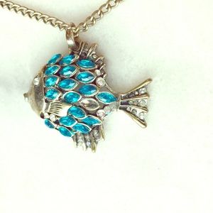 🐟Blue Rhinestone Fishy Fishy Necklace🐟